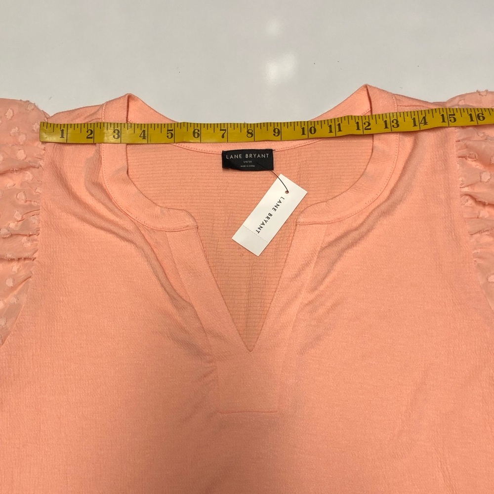 Lane Bryant coral Cap Sleeve Knit Top Size-14/16 - Picture 3 of 12